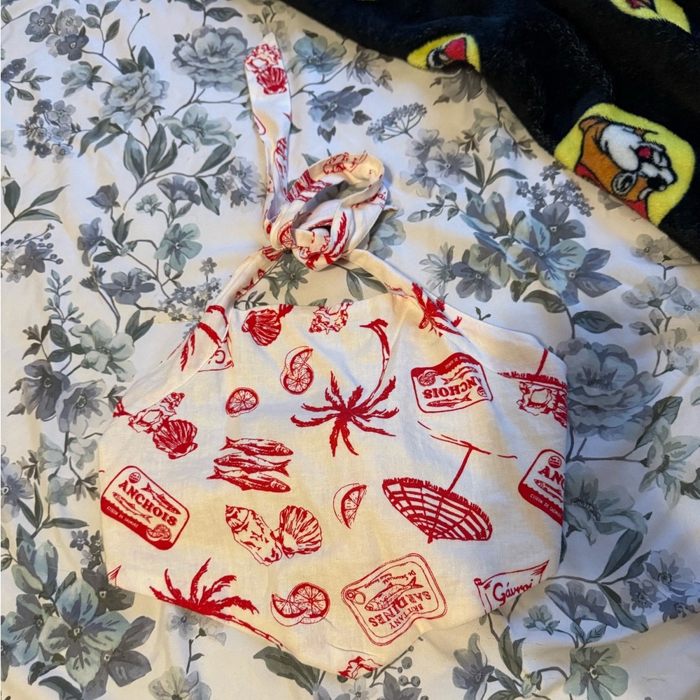 Cotton On Red and White Graphic Crop Top
